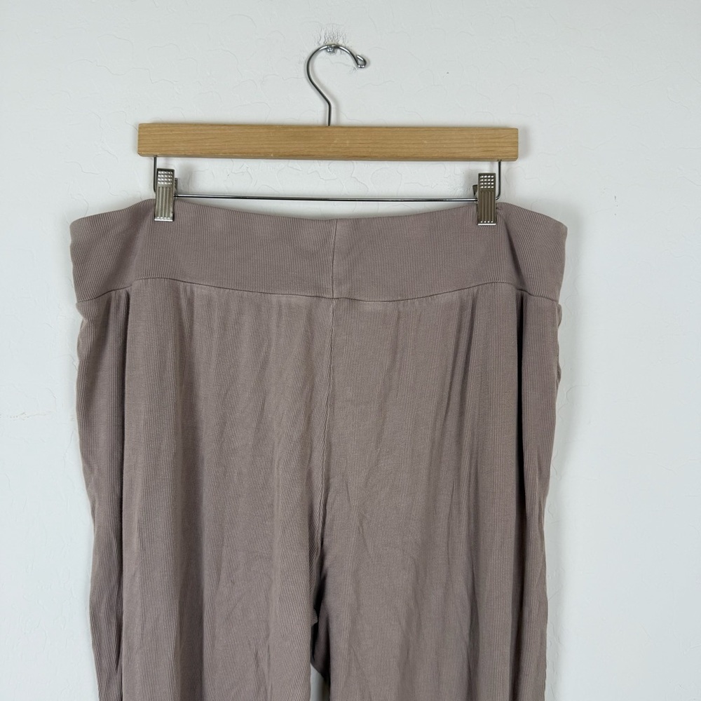 COZY EARTH Bamboo Rib Knit Jogger Pants Beige Suede - Picture 9 of 12